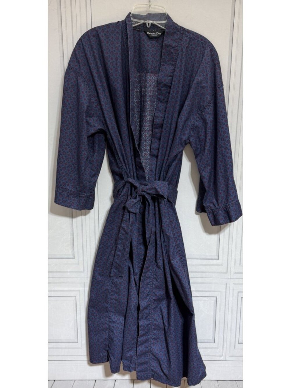 Christian Dior Monsieur Vintage Robe Blue Geometric  One Size 100% Cotton Men’s